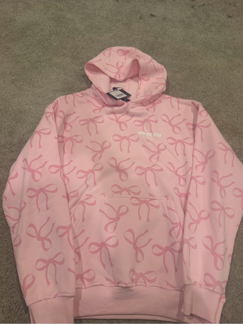 White Fox Boutique Pink Bow-Print Hoodie